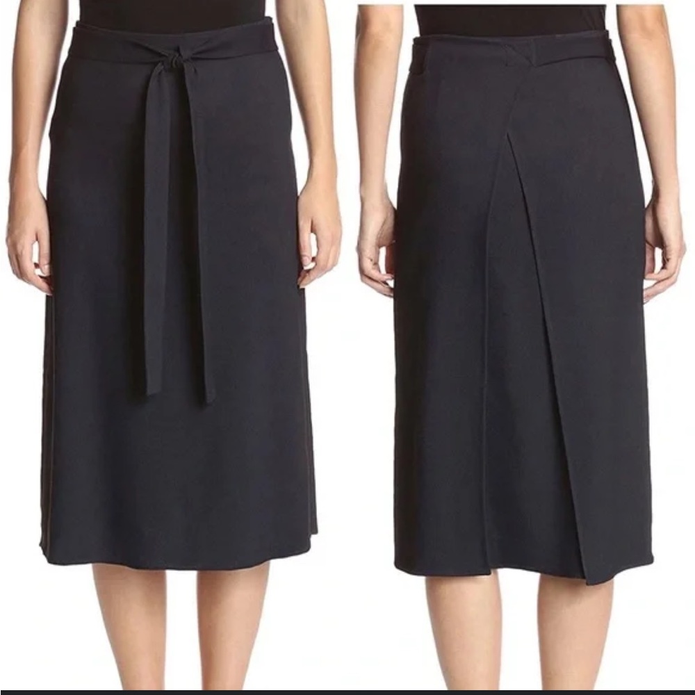 Helmut Lang Navy Blue Wrap Midi Skirt | Size 4 - Picture 2 of 7